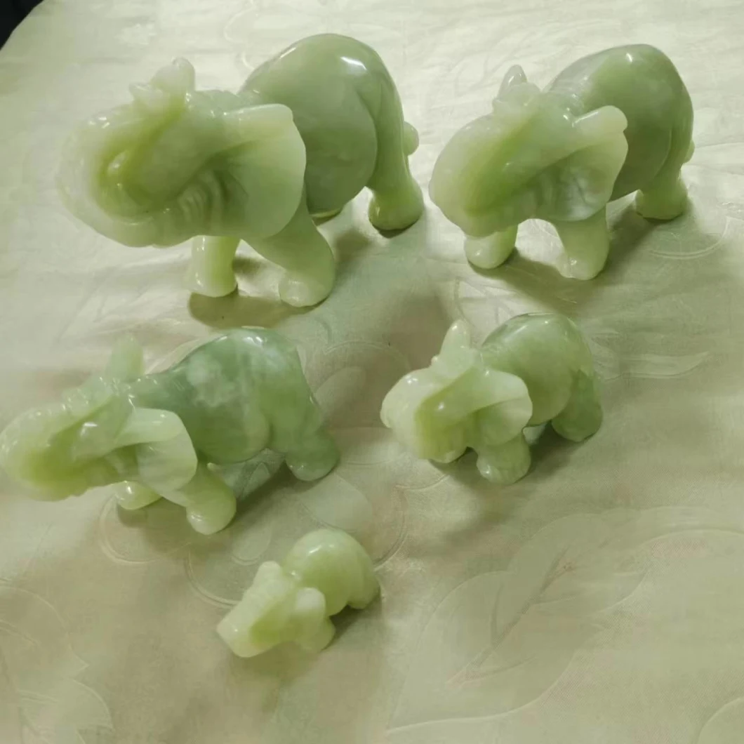 Semi Precious Stone Gemstone Natural Crystal Elephant Carving <Esb01508>