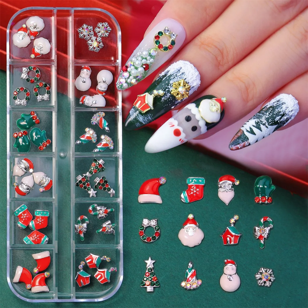 Alloy Christmas Nail Art Diamond Decoration Santa Christmas Tree Snowflake Series Alloy Nail Art Accessories