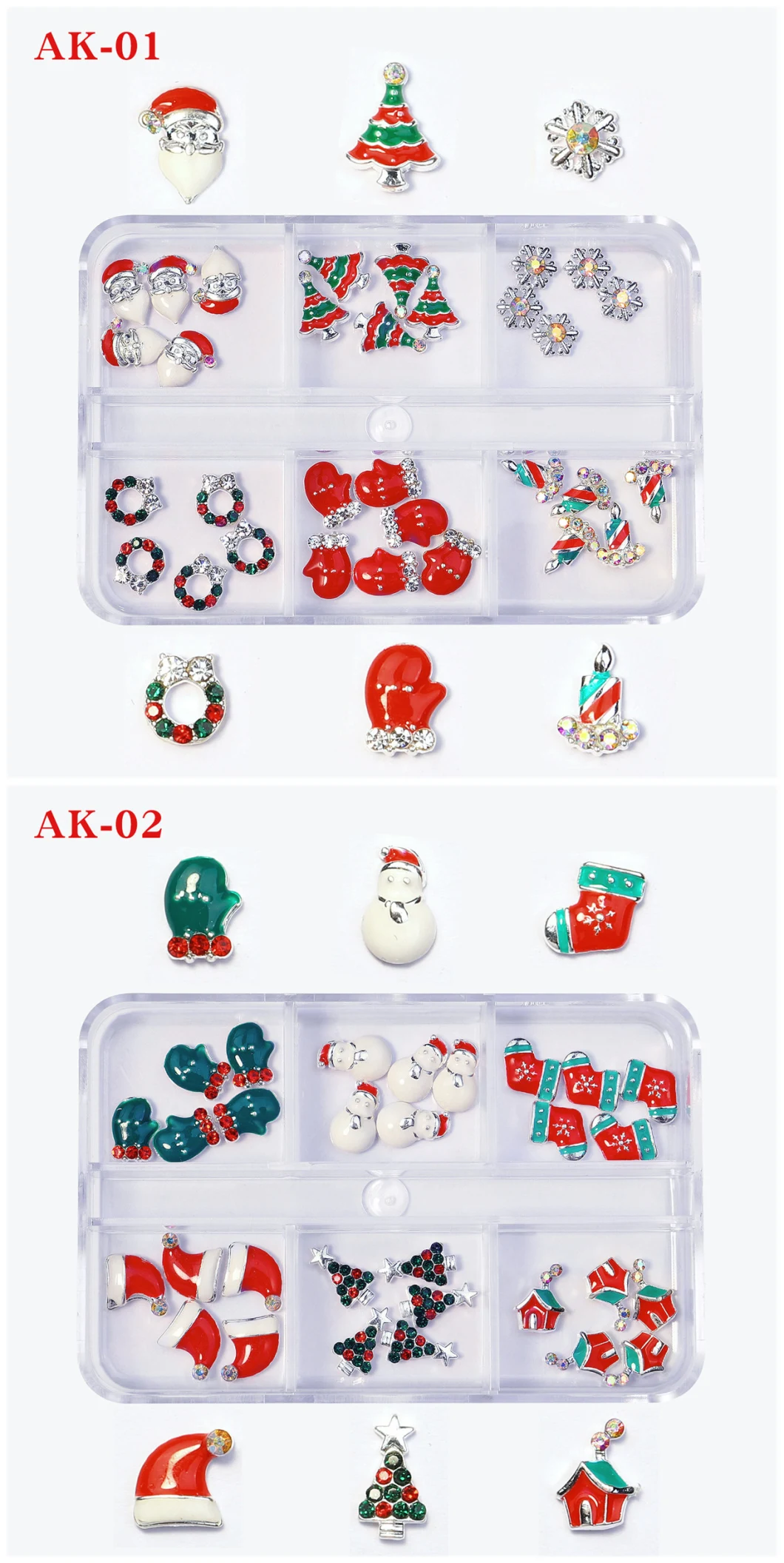 Alloy Christmas Nail Art Diamond Decoration Santa Christmas Tree Snowflake Series Alloy Nail Art Accessories