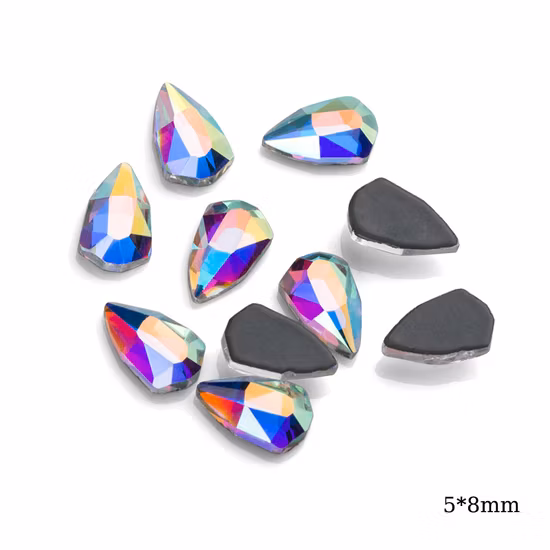 유리 크리스탈 모조 다이아몬드로 만든 직사각형 멋진 특수 모양의 네일 아트 핫픽스 모조 다이아몬드