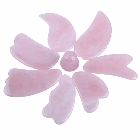 도매 크리스탈 페이스 로즈 쿼츠 스톤 옥 롤러 Gua Sha 롤러 마사지